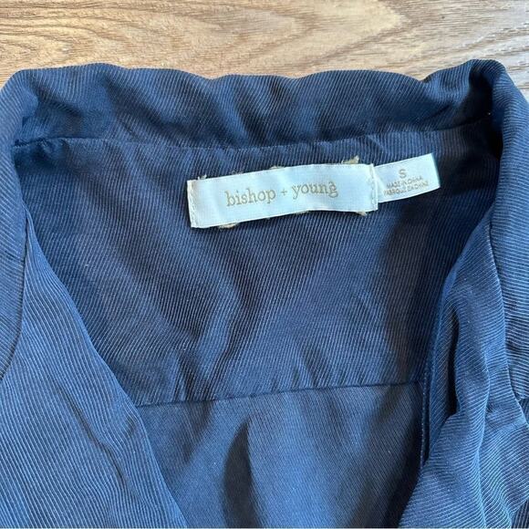 Bishop + Young Button Up Tie Waist Jumpsuit Navy Size S - Picture 3 of 5